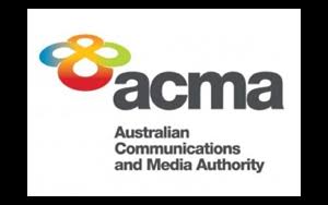 ACMA logo featuring a multicolored loop icon and the text 'Australian Communications and Media Authority'.